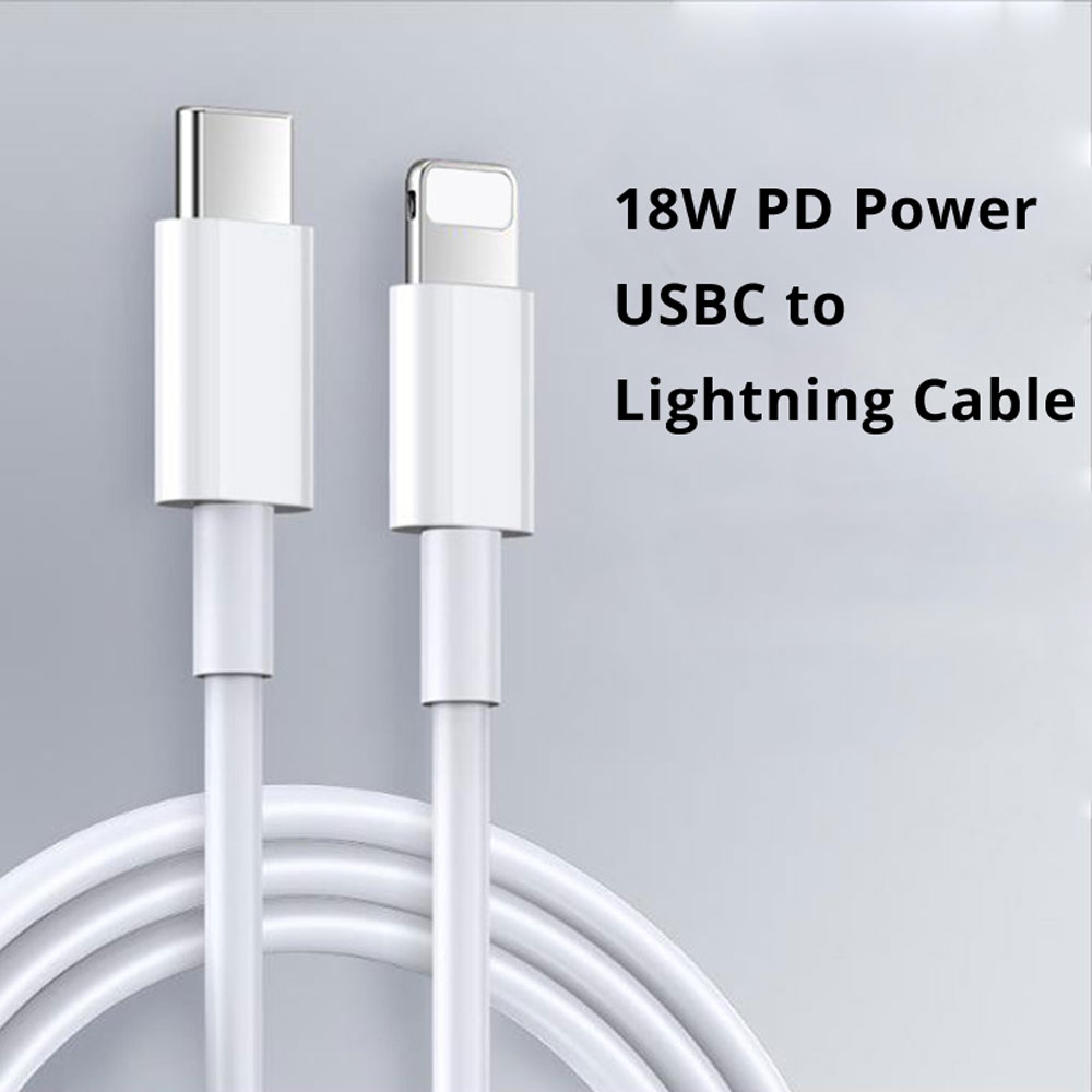 18W PD Fast Charging USB-C to Lightning USB Cable 3FT (White)